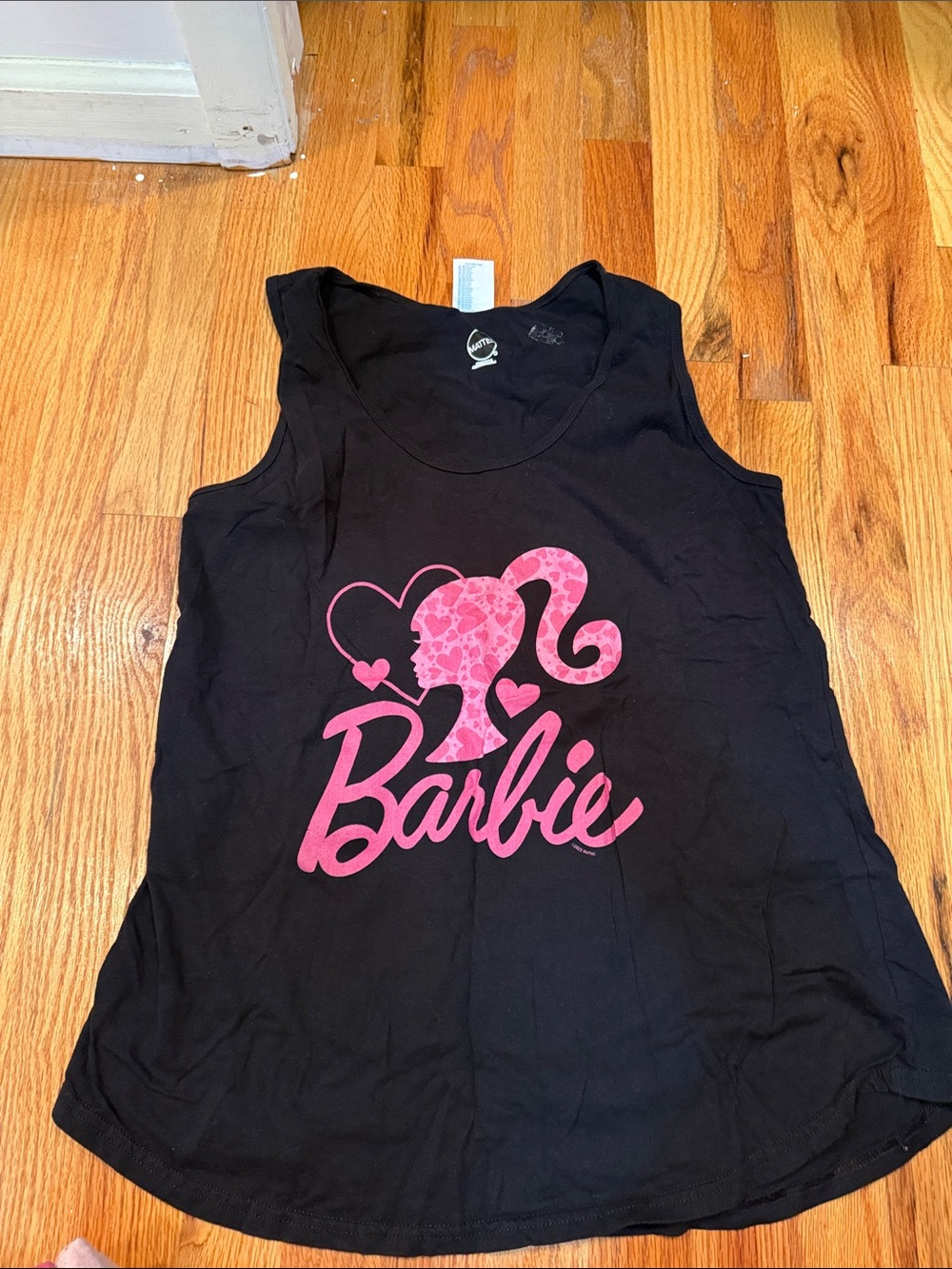 Barbie Black Tank with Pink Logo and Silhouette